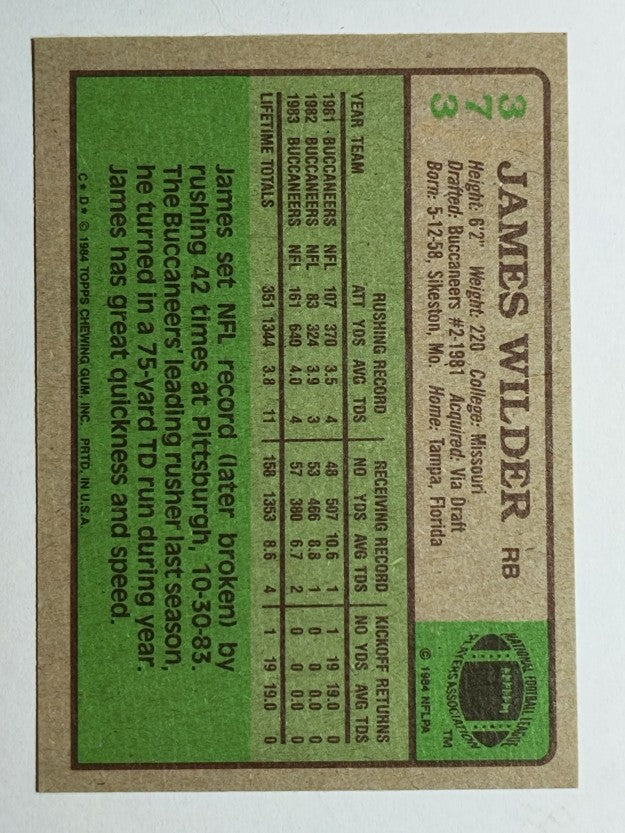 1984 Topps #373 James Wilder