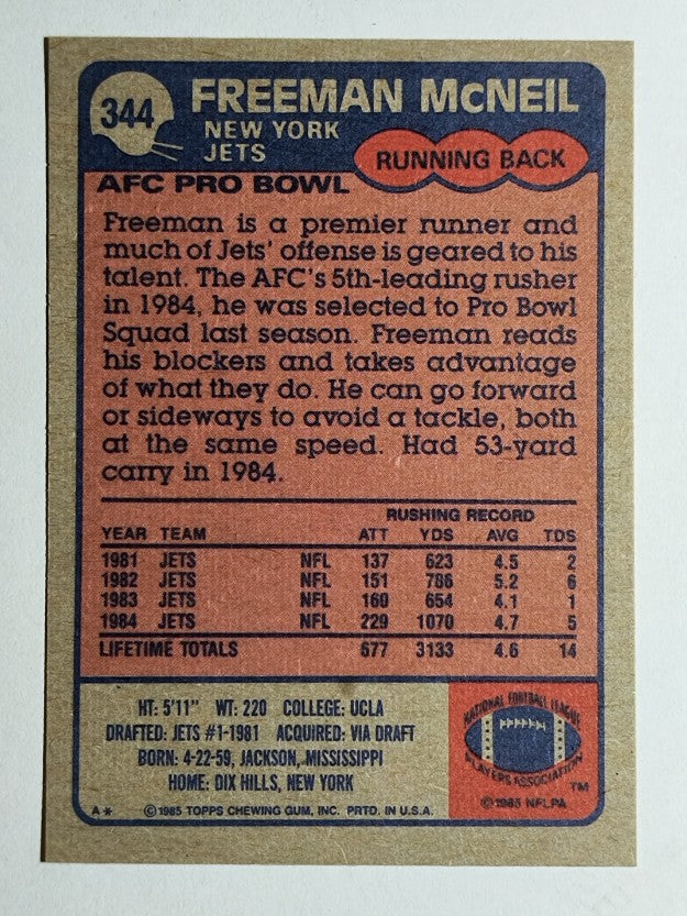 1985 Topps #344 Freeman McNeil