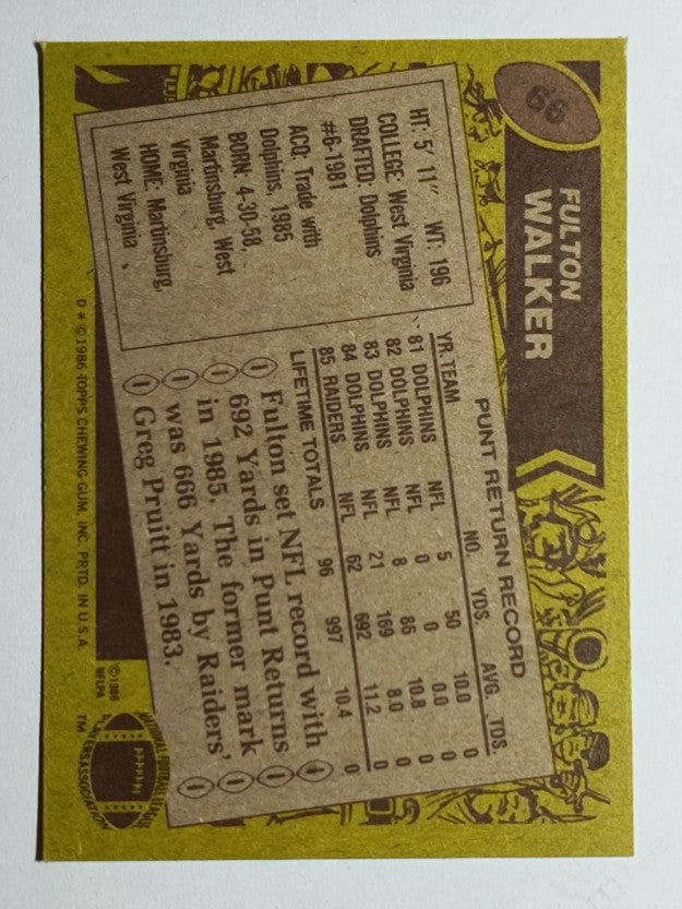 1986 Topps #66 Fulton Walker