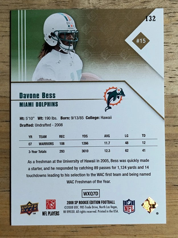 2008 SP Rookie Edition #132 Davone Bess RC
