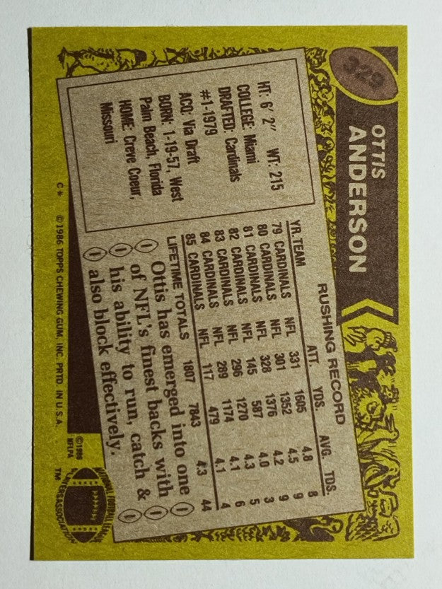 1986 Topps #329 Ottis Anderson