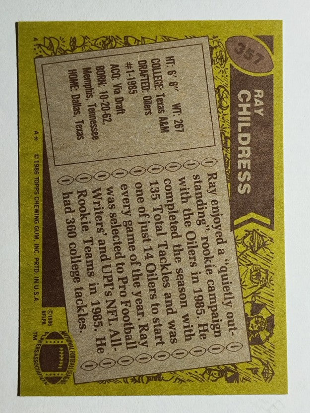 1986 Topps #357 Ray Childress RC