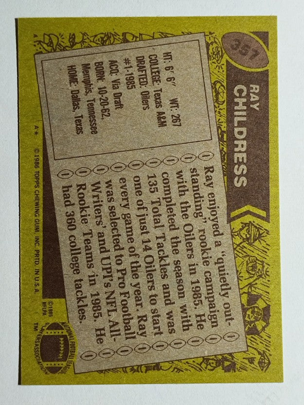 1986 Topps #357 Ray Childress RC