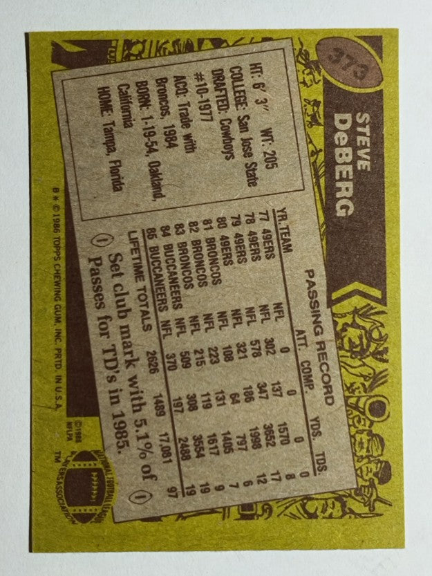 1986 Topps #373 Steve DeBerg