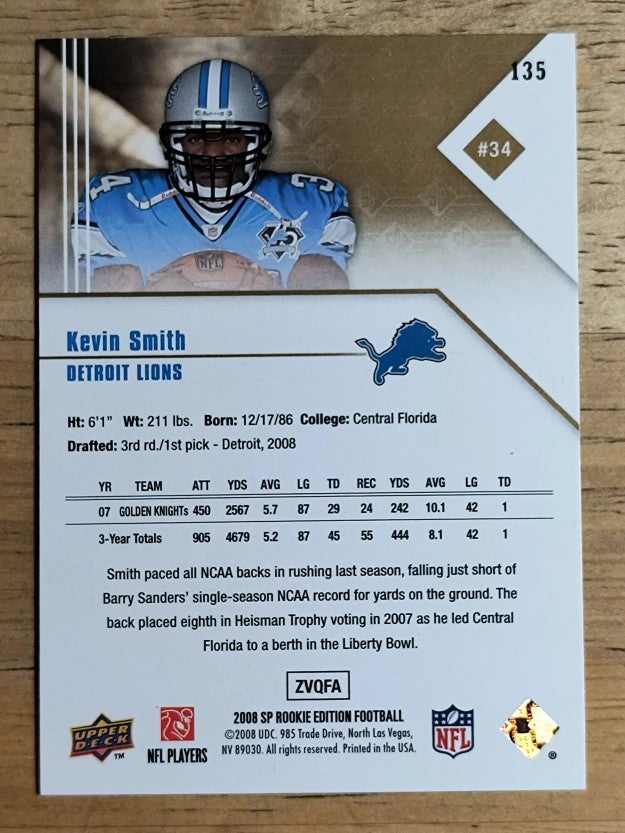 2008 SP Rookie Edition #135 Kevin Smith RC