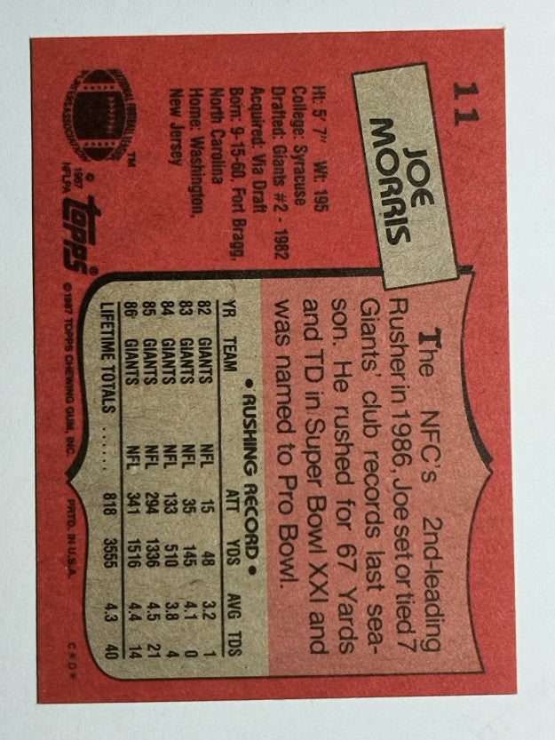 1987 Topps #11 Joe Morris AP