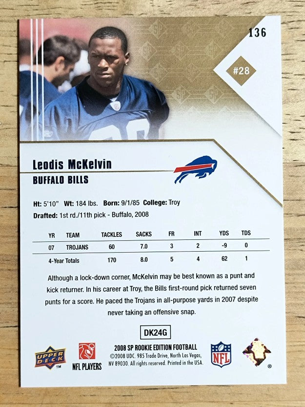 2008 SP Rookie Edition #136 Leodis McKelvin RC