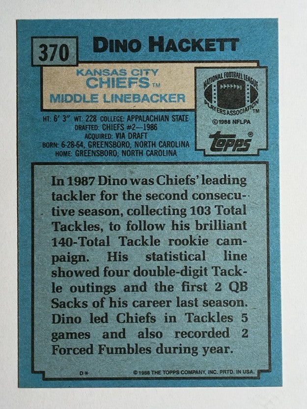 1988 Topps #370 Dino Hackett RC