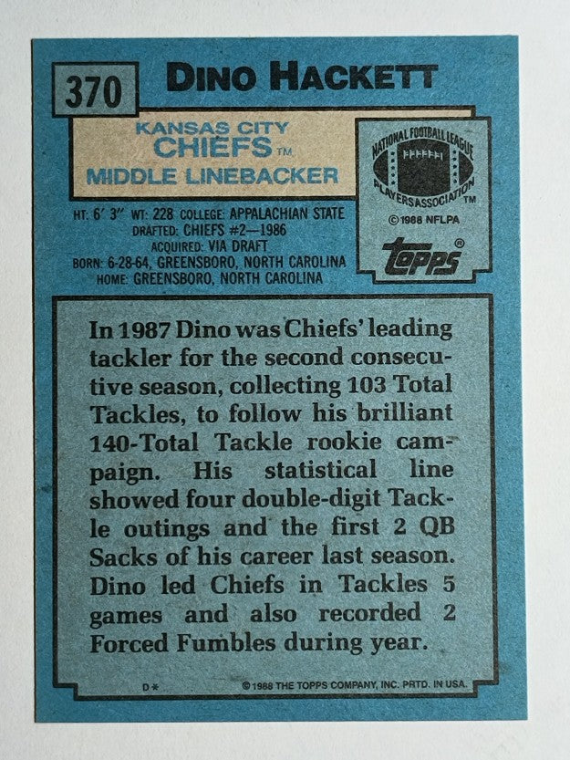 1988 Topps #370 Dino Hackett RC