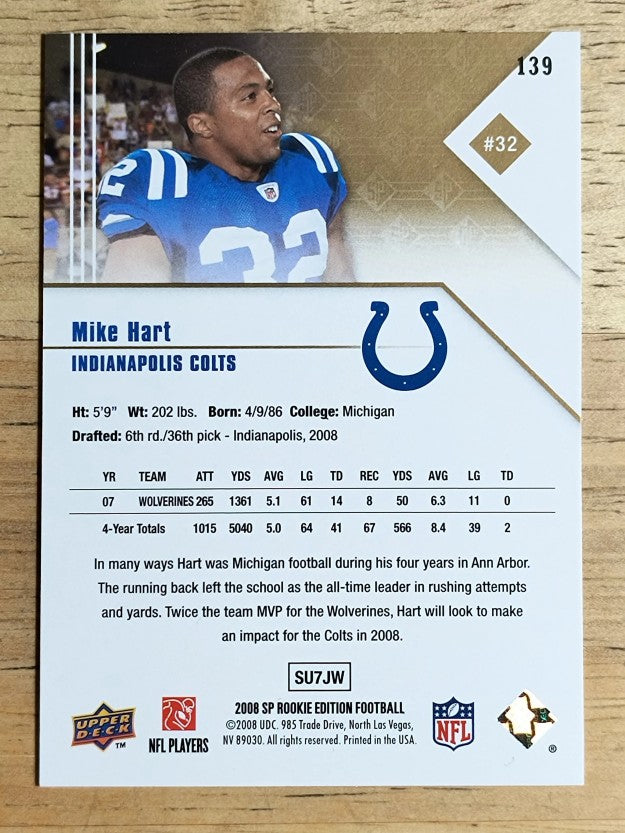 2008 SP Rookie Edition #139 Mike Hart RC