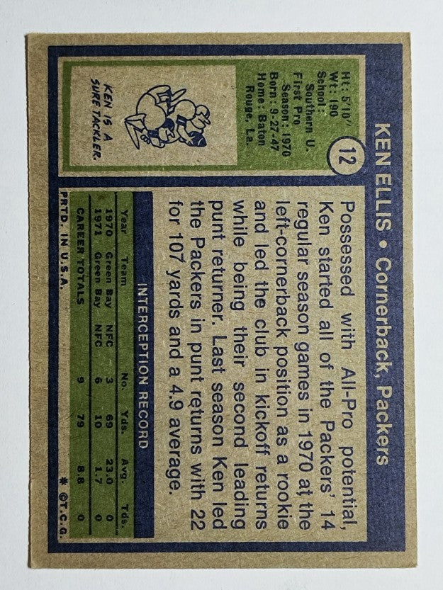 1972 Topps #12 Ken Ellis (VGEX)