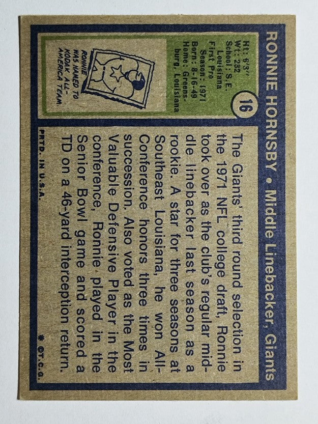 1972 Topps #16 Ron Hornsby RC (EXMT)