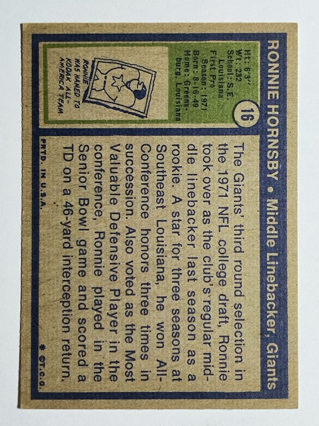 1972 Topps #16 Ron Hornsby RC (EXMT)