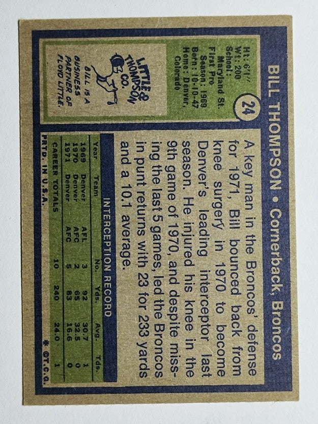 1972 Topps #24 Bill Thompson (EX)