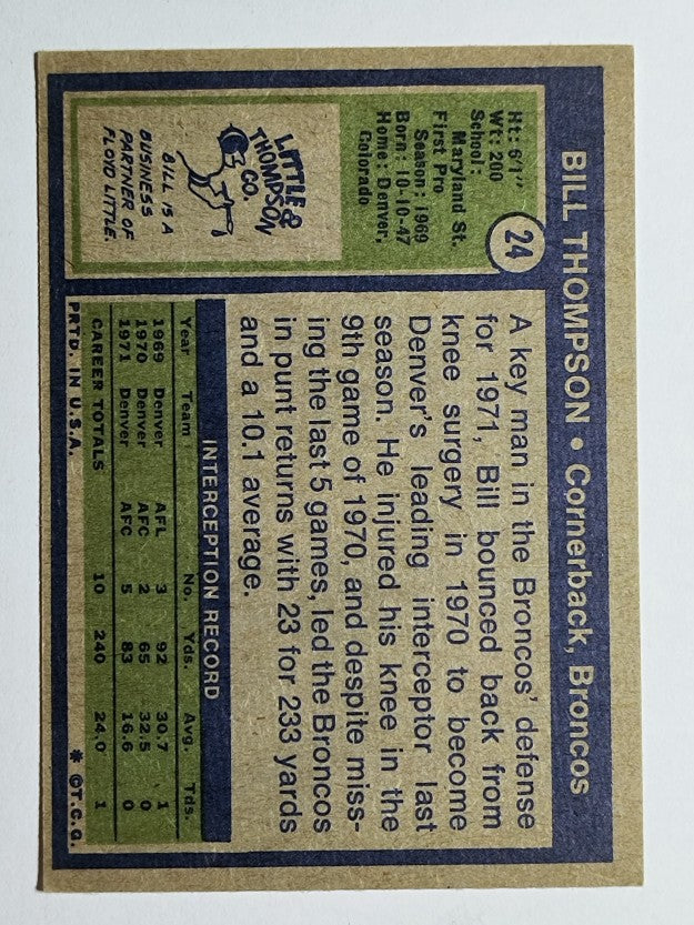 1972 Topps #24 Bill Thompson (EX)