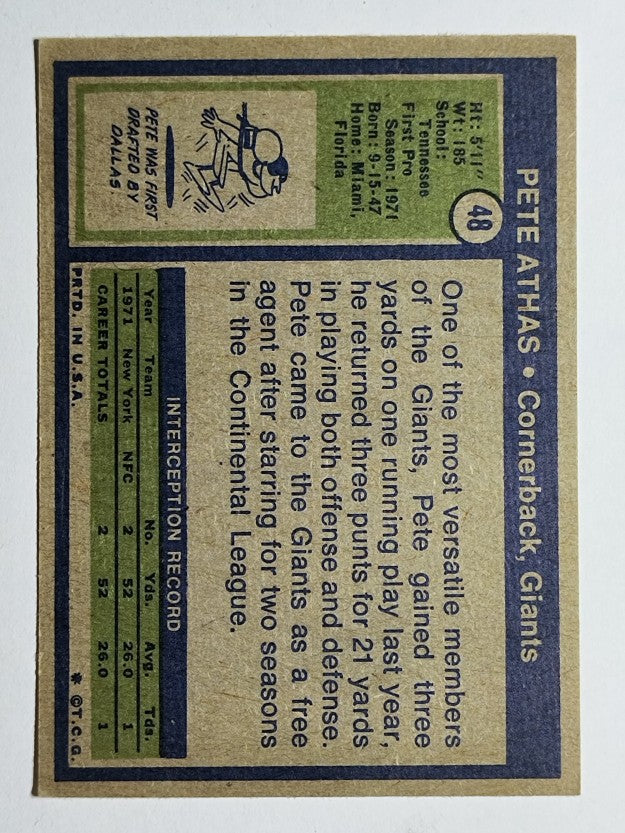 1972 Topps #48 Pete Athas RC (VG)