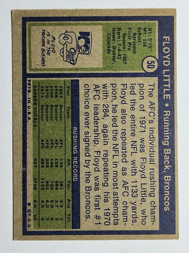 1972 Topps #50 Floyd Little (VGEX)