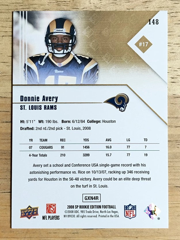 2008 SP Rookie Edition #148 Donnie Avery RC