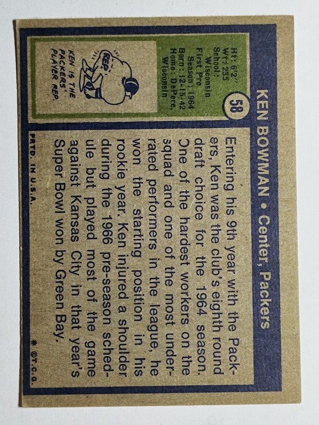 1972 Topps #58 Ken Bowman (EX)