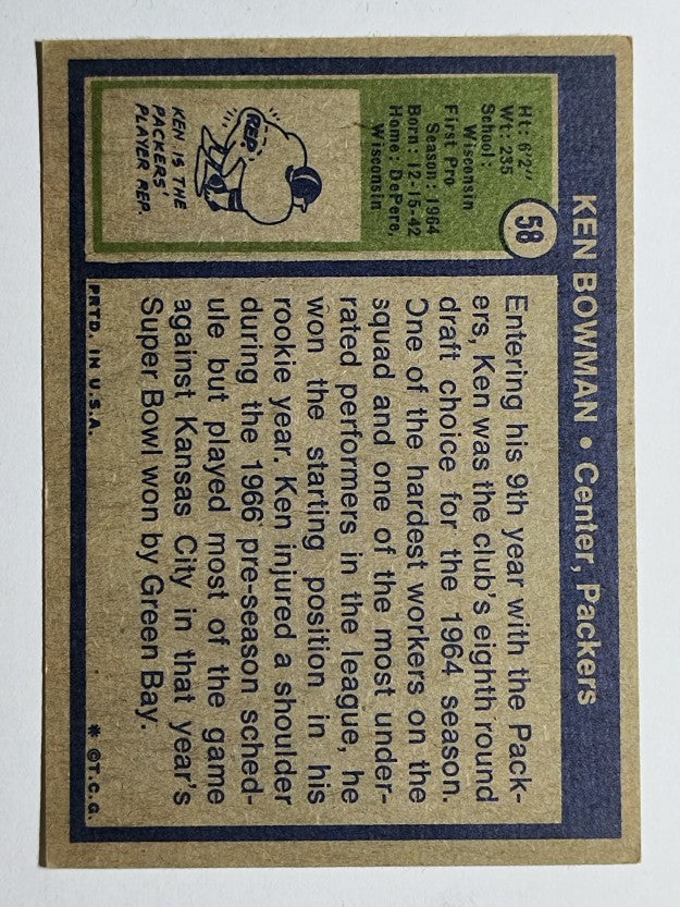 1972 Topps #58 Ken Bowman (EX)