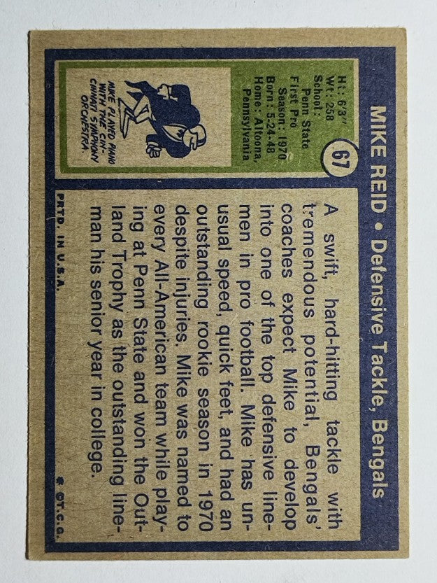 1972 Topps #67 Mike Reid RC (EX)