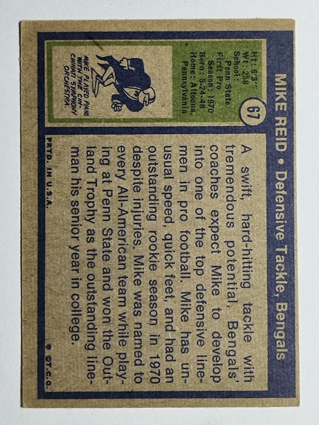 1972 Topps #67 Mike Reid RC (EX)