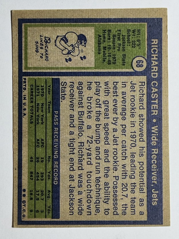 1972 Topps #68 Richard Caster RC (GOOD)