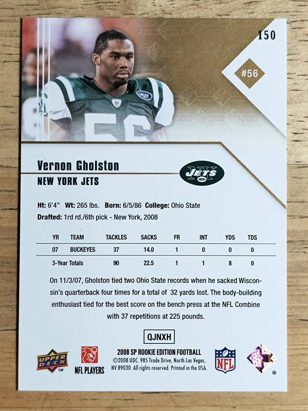 2008 SP Rookie Edition #150 Vernon Gholston RC