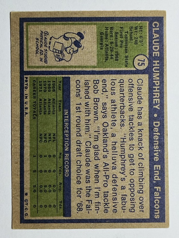 1972 Topps #75 Claude Humphrey (VGEX)