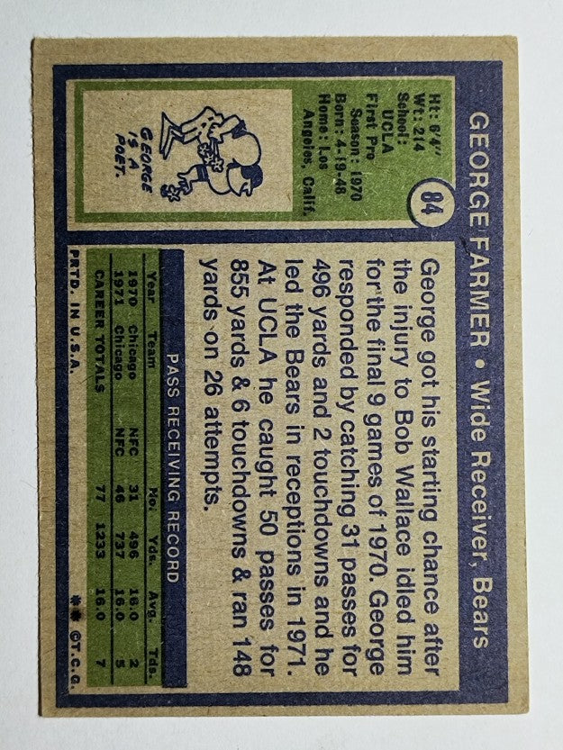 1972 Topps #84 George Farmer RC (VG)
