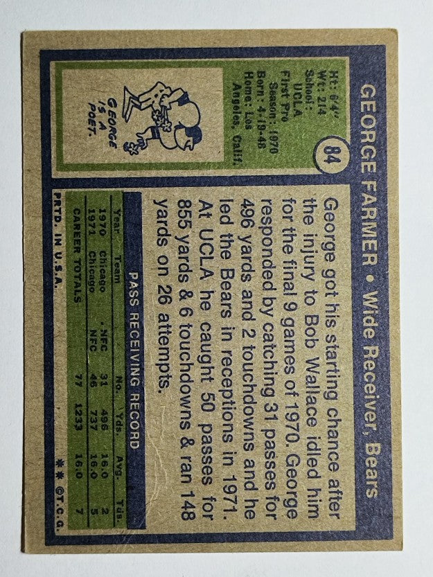 1972 Topps #84 George Farmer RC (VG)