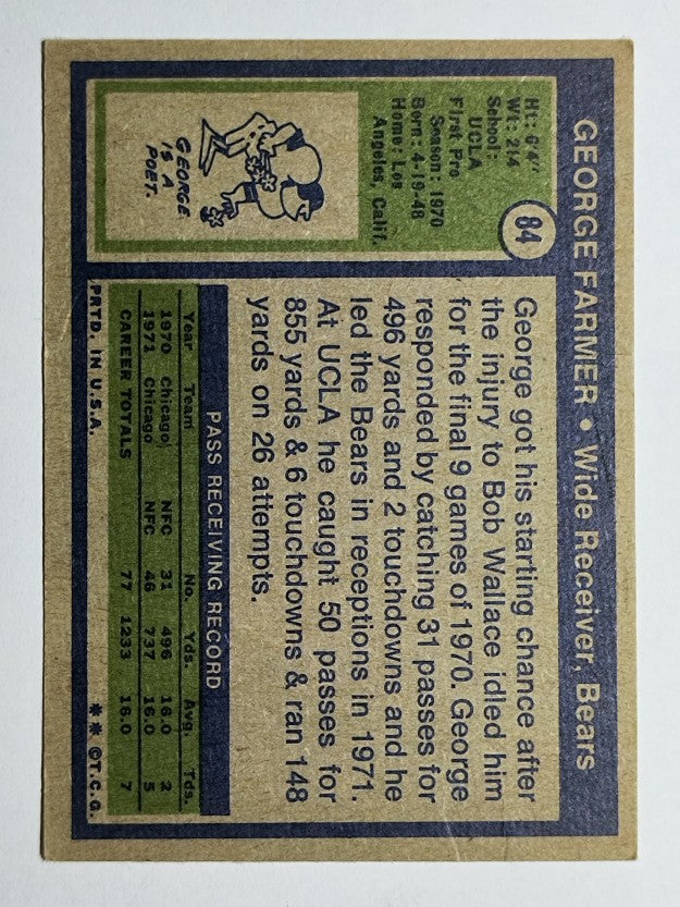 1972 Topps #84 George Farmer RC (VG)
