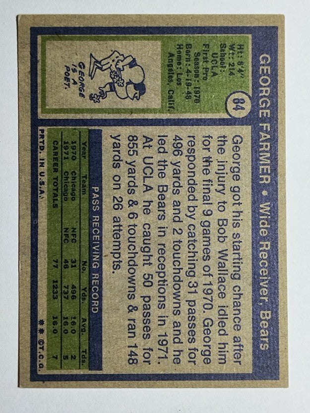 1972 Topps #84 George Farmer RC (EX)