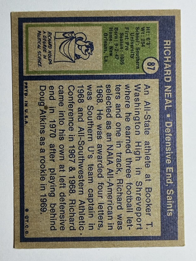 1972 Topps #87 Richard Neal RC (EXMT)