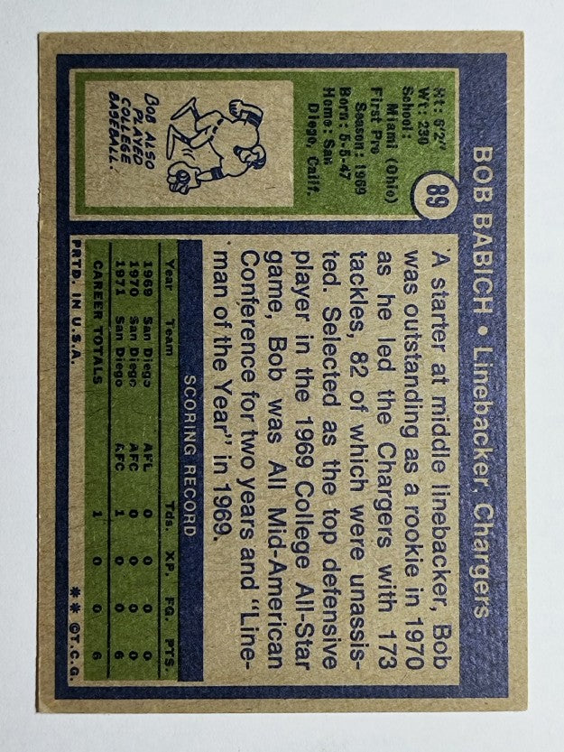 1972 Topps #89 Bob Babich RC (VGEX)