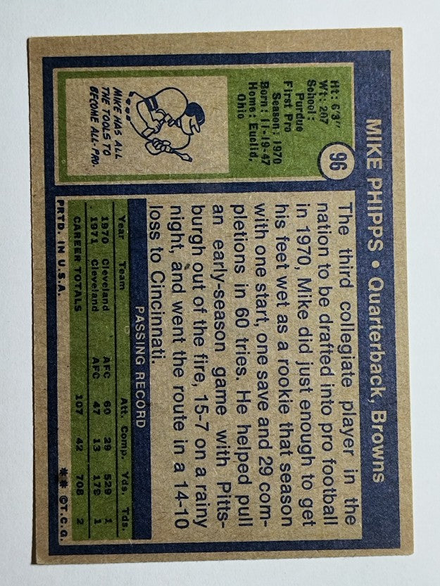 1972 Topps #96 Mike Phipps (VG)