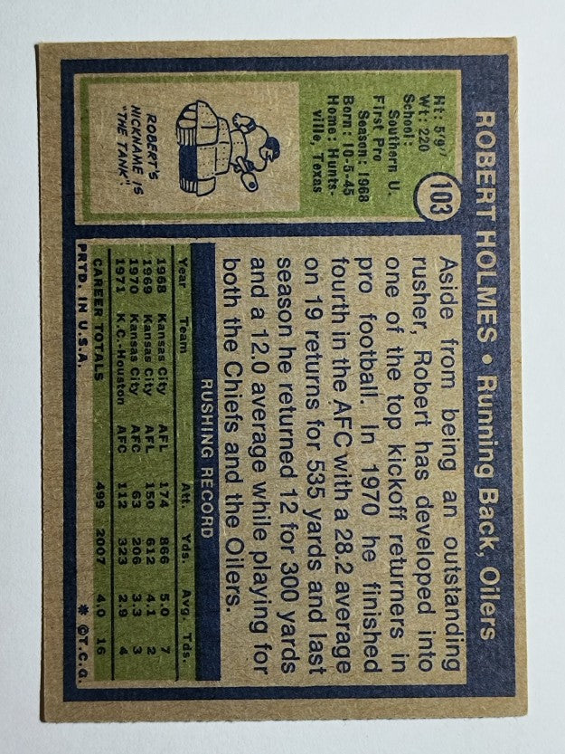 1972 Topps #103 Robert Holmes (VGEX)