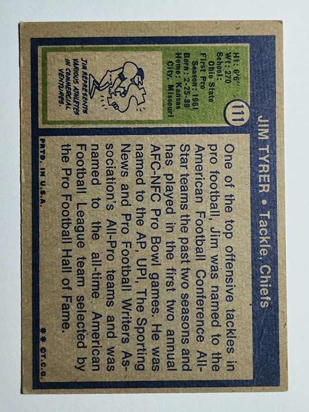 1972 Topps #111 Jim Tyrer (VG)