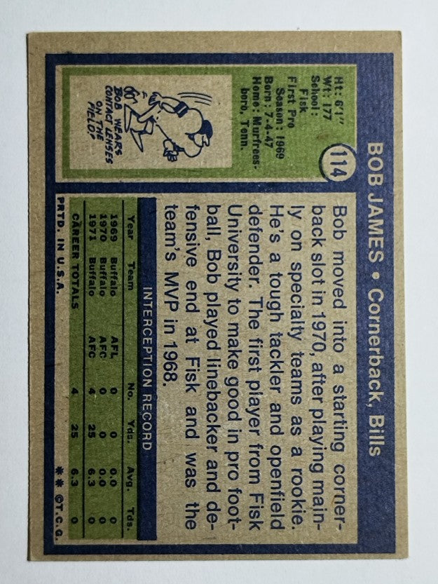 1972 Topps #114 Bob James RC (EX)