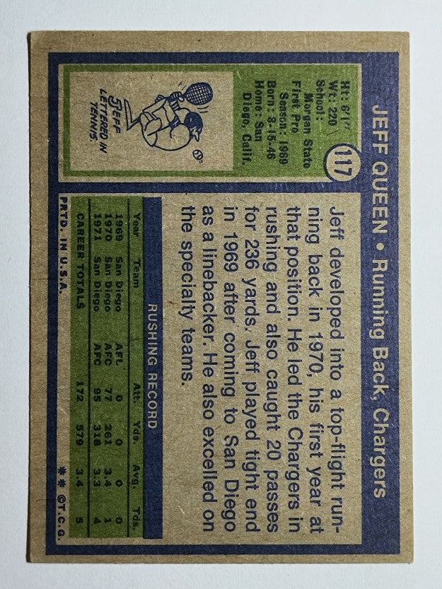 1972 Topps #117 Jeff Queen RC (EX)
