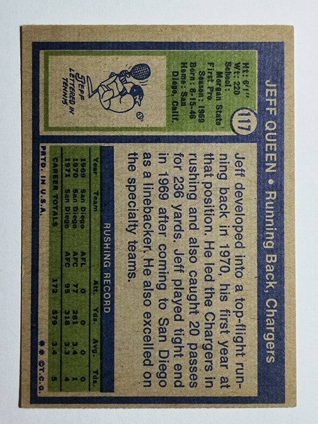 1972 Topps #117 Jeff Queen RC (EX)