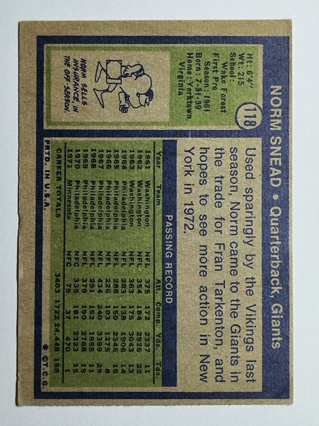 1972 Topps #118 Norm Snead (VG)
