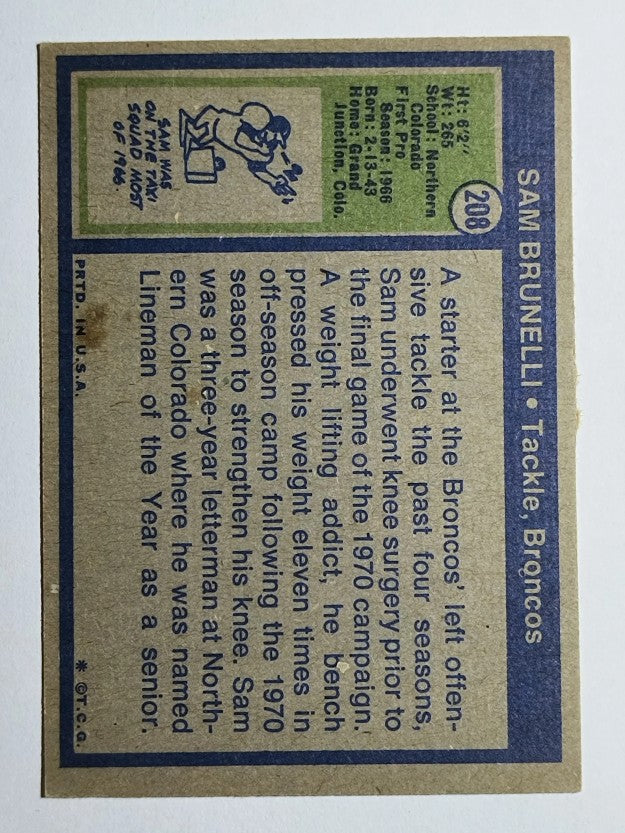 1972 Topps #208 Sam Brunelli (VG)