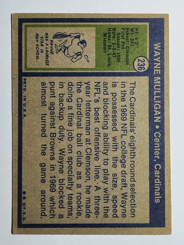 1972 Topps #236 Wayne Mulligan RC (VGEX)