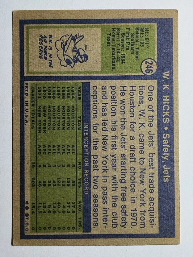 1972 Topps #246 W.K. Hicks (EX)