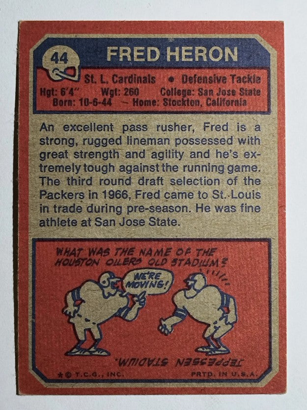 1973 Topps #44 Fred Heron RC (EX)