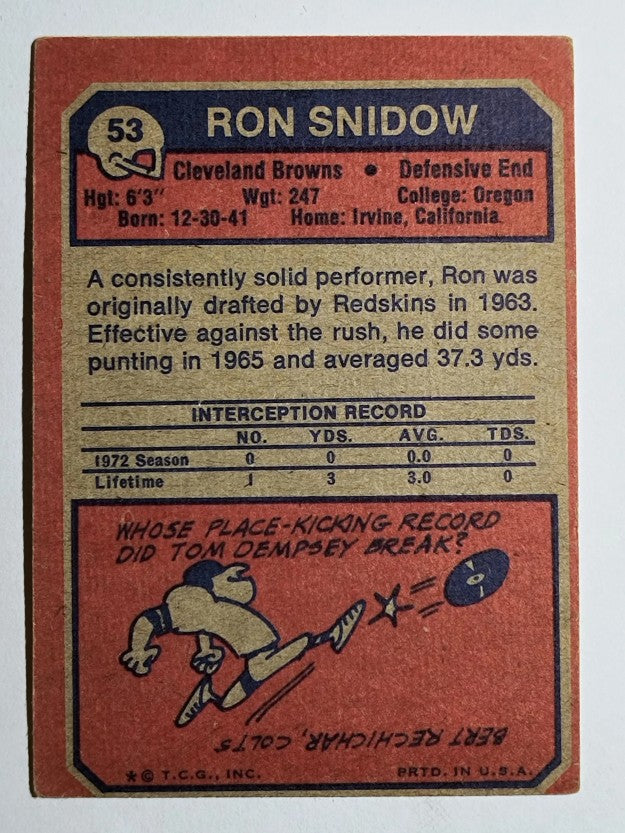 1973 Topps #53 Ron Snidow (GOOD)