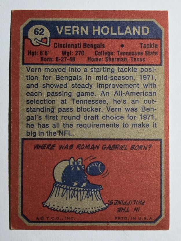 1973 Topps #62 Vern Holland RC (VGEX)