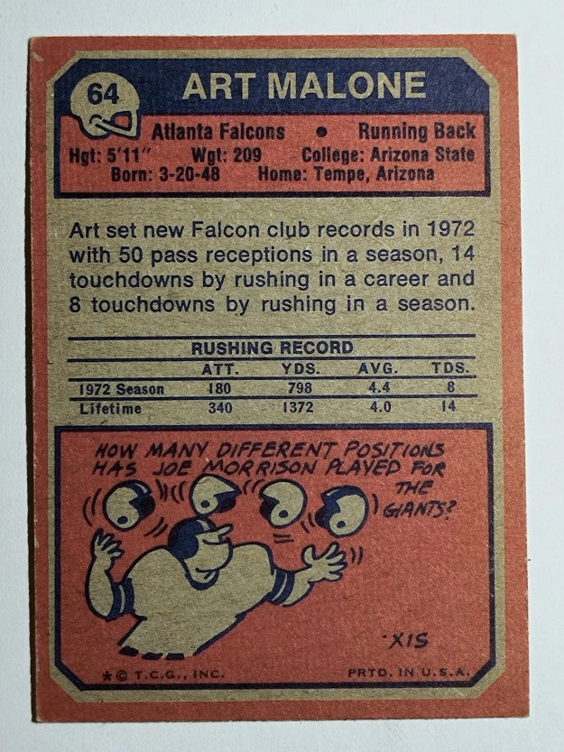 1973 Topps #64 Art Malone (EX)