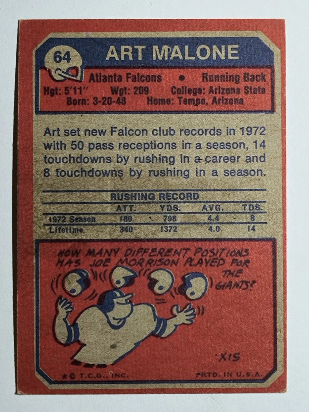 1973 Topps #64 Art Malone (VGEX)